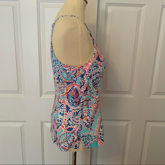 🌴Lilly Pulitzer Blue Print White Embroidered Halter Top - Picture 4 of 5